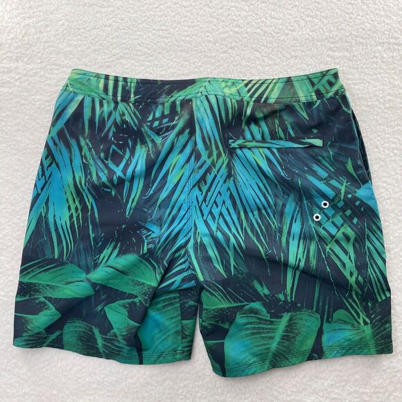 American Eagle Outfitters Board Shorts Mens Large Turquoise Green Palm Frond - Picture 3 of 11